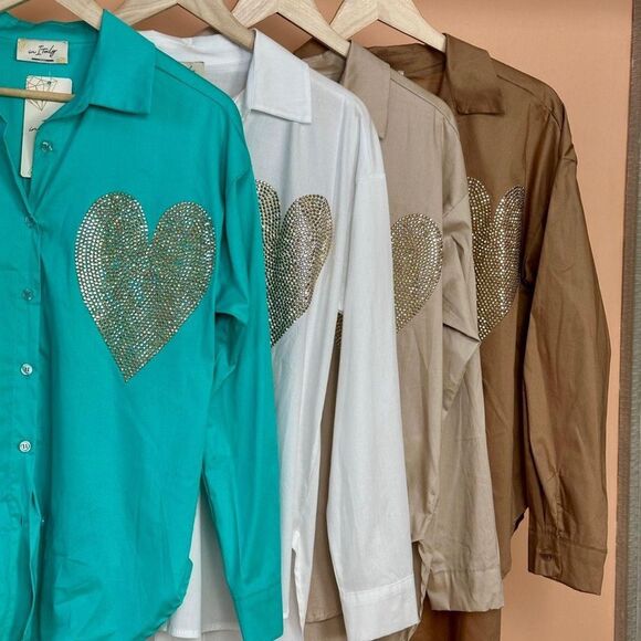 Heart Embellished Button-Up Shirts - Picture 4 of 4